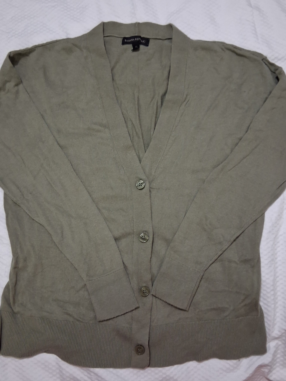Banana Republic Olive V-Neck Button Cardigan